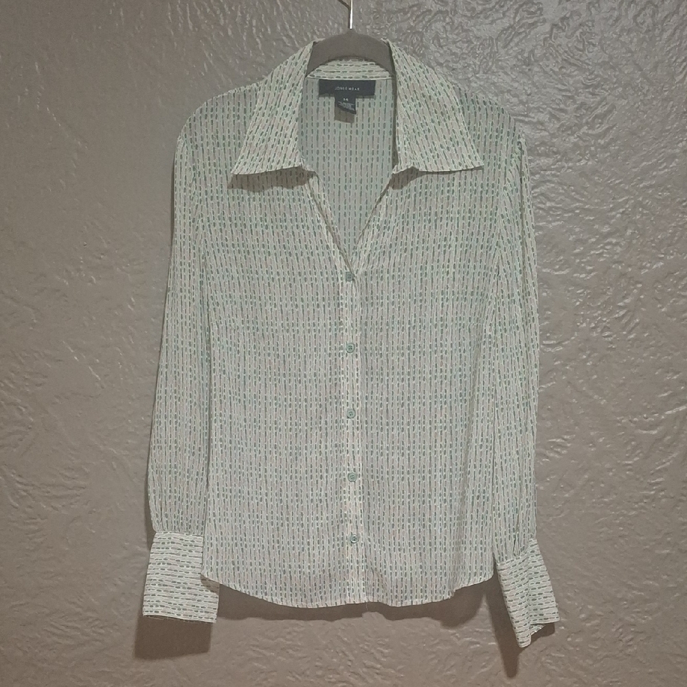 Jones Wear Wome's Multicolor Button-Down Shirt Size 14